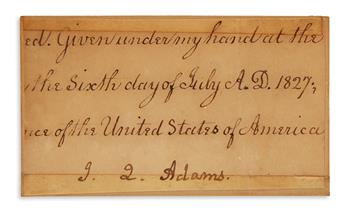 (PRESIDENTS.) Group of 3 clipped Signatures: John Quincy Adams, as President * James Monroe, as Secretary of State * Martin Van Buren,